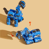 2 In 1 Dinosaur Transforming Engineering Car Inertial Automatic Crash Toy, Color: Excavator-Brachiosaurus Blue