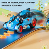 2 In 1 Dinosaur Transforming Engineering Car Inertial Automatic Crash Toy, Color: Excavator-Brachiosaurus Blue
