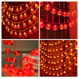 6m 40 Light  New Year Chinese Red Lantern LED Lights(Flush Lantern)