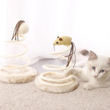 Cute Pet Cats Toys Supplies Spiral Wire Spring Fabric Round Cats Scratching Toys(Hemp Ball)
