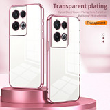 For OPPO Reno8 Pro Transparent Plating Fine Hole Phone Case(Pink)
