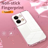 For OPPO Reno9 / Reno9 Pro Transparent Plating Fine Hole Phone Case(Pink)