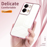 For OPPO Reno9 / Reno9 Pro Transparent Plating Fine Hole Phone Case(Pink)