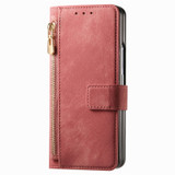 For Samsung Galaxy Z Fold4 Retro MagSafe Magnetic Zipper Wallet Leather Phone Case(Pink)