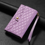 For Xiaomi Redmi Note 12 4G Zipper Multi-Card Wallet Rhombic Leather Phone Case(Purple)