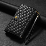 For Xiaomi Redmi Note 12 Pro+ 5G Zipper Multi-Card Wallet Rhombic Leather Phone Case(Black)