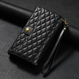 For Samsung Galaxy S23 FE 5G Zipper Multi-Card Wallet Rhombic Leather Phone Case(Black)