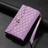 For Xiaomi Redmi Note 12 5G Zipper Multi-Card Wallet Rhombic Leather Phone Case(Purple)