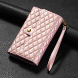 For Xiaomi Redmi Note 12 4G Zipper Multi-Card Wallet Rhombic Leather Phone Case(Rose Gold)