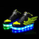 Children Colorful Light Shoes LED Charging Luminous Shoes, Size: 32(Black Green)