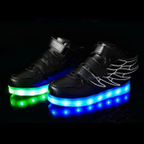 Children Colorful Light Shoes LED Charging Luminous Shoes, Size: 30(Black)