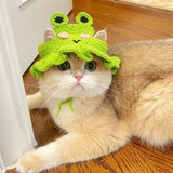 Pet Headgear Props Cats And Dogs Knitted Hat Headwear, Size: M(Frog Hat)