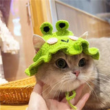 Pet Headgear Props Cats And Dogs Knitted Hat Headwear, Size: M(Frog Hat)