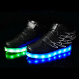 Children Colorful Light Shoes LED Charging Luminous Shoes, Size: 35(Black)