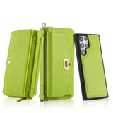For Samsung Galaxy S22+ 5G Crossbody Multi-functional Zipper Wallet Litchi Leather Phone Case(Green)