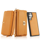 For Samsung Galaxy S22 5G Crossbody Multi-functional Zipper Wallet Litchi Leather Phone Case(Orange)