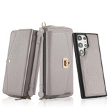 For Samsung Galaxy S23 5G Crossbody Multi-functional Zipper Wallet Litchi Leather Phone Case(Grey)