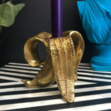 Banana Candle Holder Home Desktop Decorations Banana Peel Candle-Holder Resin Ornament(Black)