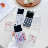 For Samsung Galaxy  Z Flip5 Spring Garden Epoxy TPU Phone Case(F05 Pink and White Flowers)