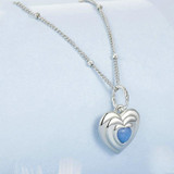 S925 Sterling Silver Platinum Plated Luminous Love Heart Necklace(BSN375)