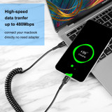 HAWEEL 2m 5A USB-C / Type-C to USB-C / Type-C Retractable Coiled PD Fast Charging Cable