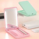 LED Cosmetic Mirror Rechargeable Smart Fill Light Travel Portable Set(Pink)