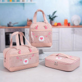 Cartoon Portable Lunch Bag Oxford Cloth Insulation Meal Bag, Style: Horizontal Pink