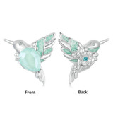 S925 Sterling Silver Platinum-plated Hummingbird Flower DIY Beads(BSC981)