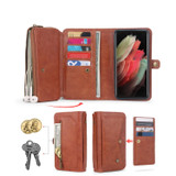 For Samsung Galaxy S23 Ultra 5G Multi-functional Zipper Wallet Leather Phone Case(Orange)