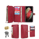 For Samsung Galaxy S23 Ultra 5G Multi-functional Zipper Wallet Leather Phone Case(Red)