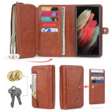 For Samsung Galaxy S21 Ultra 5G Multi-functional Zipper Wallet Leather Phone Case(Orange)