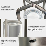 Vintage All Aluminum Cross Table Lamp Hotel Portable Outdoor Camping Touch Night Light, Battery Capacity: 2000mAh (Silver)