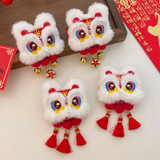 1pair New Year Hair Clip Girl Hair Duckbill Clip Hair Accessories(Tasseled Lion)