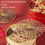 Candy Box Home Multi-Layer New Year Fruit Tray Compartmentalized Dry Fruit Box With Lid, Color: Ivory White 1 Layer