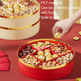 Candy Box Home Multi-Layer New Year Fruit Tray Compartmentalized Dry Fruit Box With Lid, Color: Ivory White 1 Layer