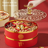 Candy Box Home Multi-Layer New Year Fruit Tray Compartmentalized Dry Fruit Box With Lid, Color: Red 1 Layer