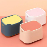 17.8 x 13 x 13.5cm Push Type Desktop Wastebasket With Lid Small Odor-Isolating Pet Litter Pan(Yellow Blue)