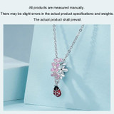 S925 Sterling Silver Platinum Plated Flower Ladybug DIY Beads(SCC2740)