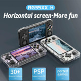 ANBERNIC RG35XX H Handheld Game Console 3.5 Inch IPS Screen Linux System 64GB(Transparent White)