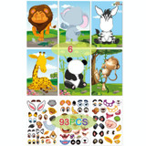 Face Changing Stickers Early Learning DIY Puzzle Stickers Toys(Animal)