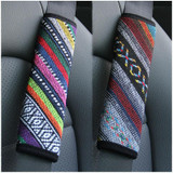 Ethnic Style Linen Car Seat Belt Cover Shoulder Pads(Colorful)