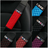 Car Leather Seat Belt Cover Shoulder Pads with Bling Diamonds 6.5x23cm(Red)