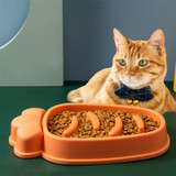 Radish Shape Dog Slow Food Bowl Anti-Tip Over Pet Bowl(Orange)