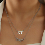 2 In 1 Angel Lucky Numbers Layered Necklace Set Women Collarbone Chain Jewelry, Style: Angel+6 Gold