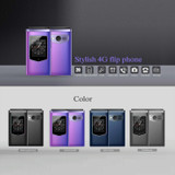 HAMTOD T8 4G Flip Phone, EU Version, 2.8 inch + 1.77 inch, VoLTE, BT, SOS, OTG(Purple)
