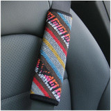 Ethnic Style Linen Car Seat Belt Cover Shoulder Pads(Orange Letter)