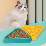 Triangle Bone Pet Slow Food Bowl Dogs Cats Eating Bowls(Blue)