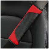 Car Seat Belt Cover Carbon Fiber Leather Auto Seat Shoulder Protection, Style: Red 