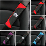 Car Seat Belt Cover Carbon Fiber Leather Auto Seat Shoulder Protection, Style: Red 