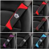 Car Seat Belt Cover Carbon Fiber Leather Auto Seat Shoulder Protection, Style: Crown Red 